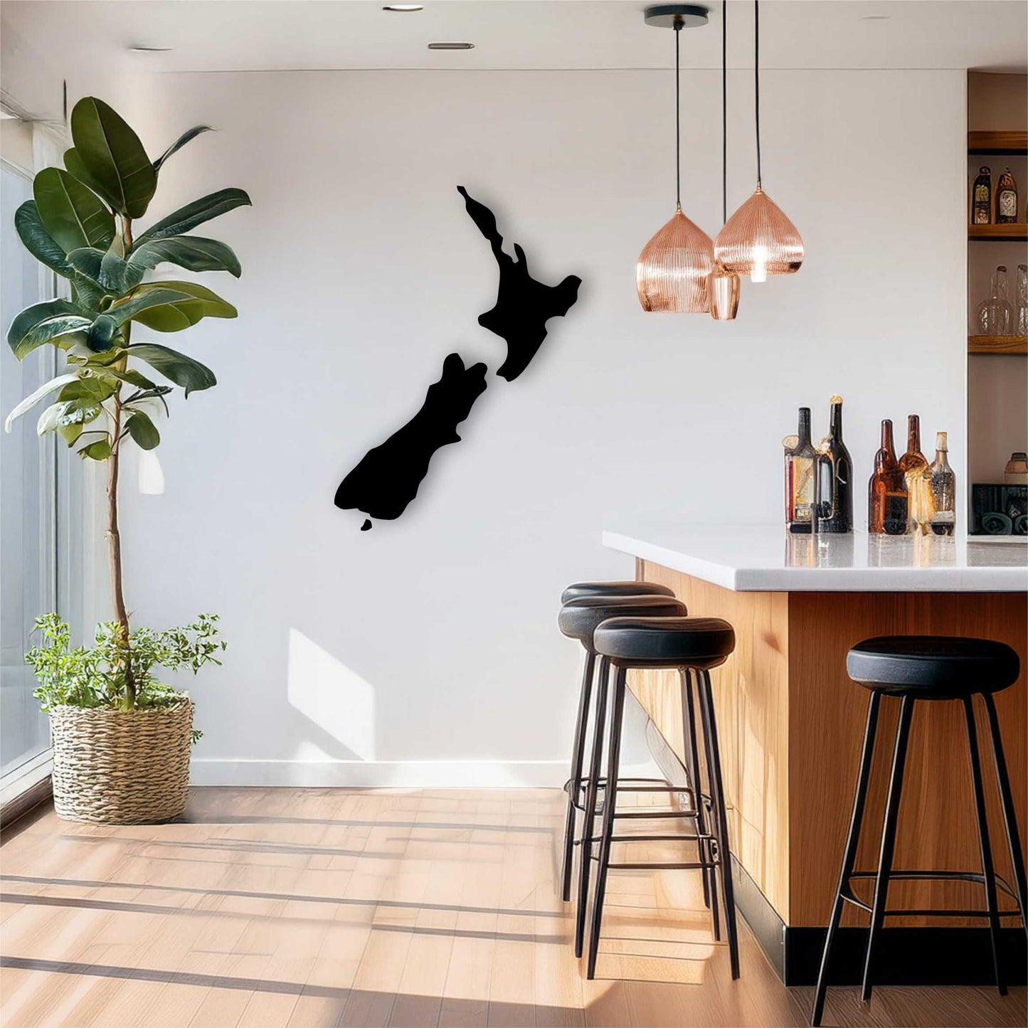 NZ Map Silhouette Wall Art