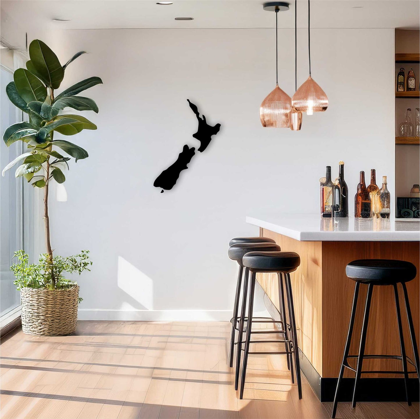 NZ Map Silhouette Wall Art