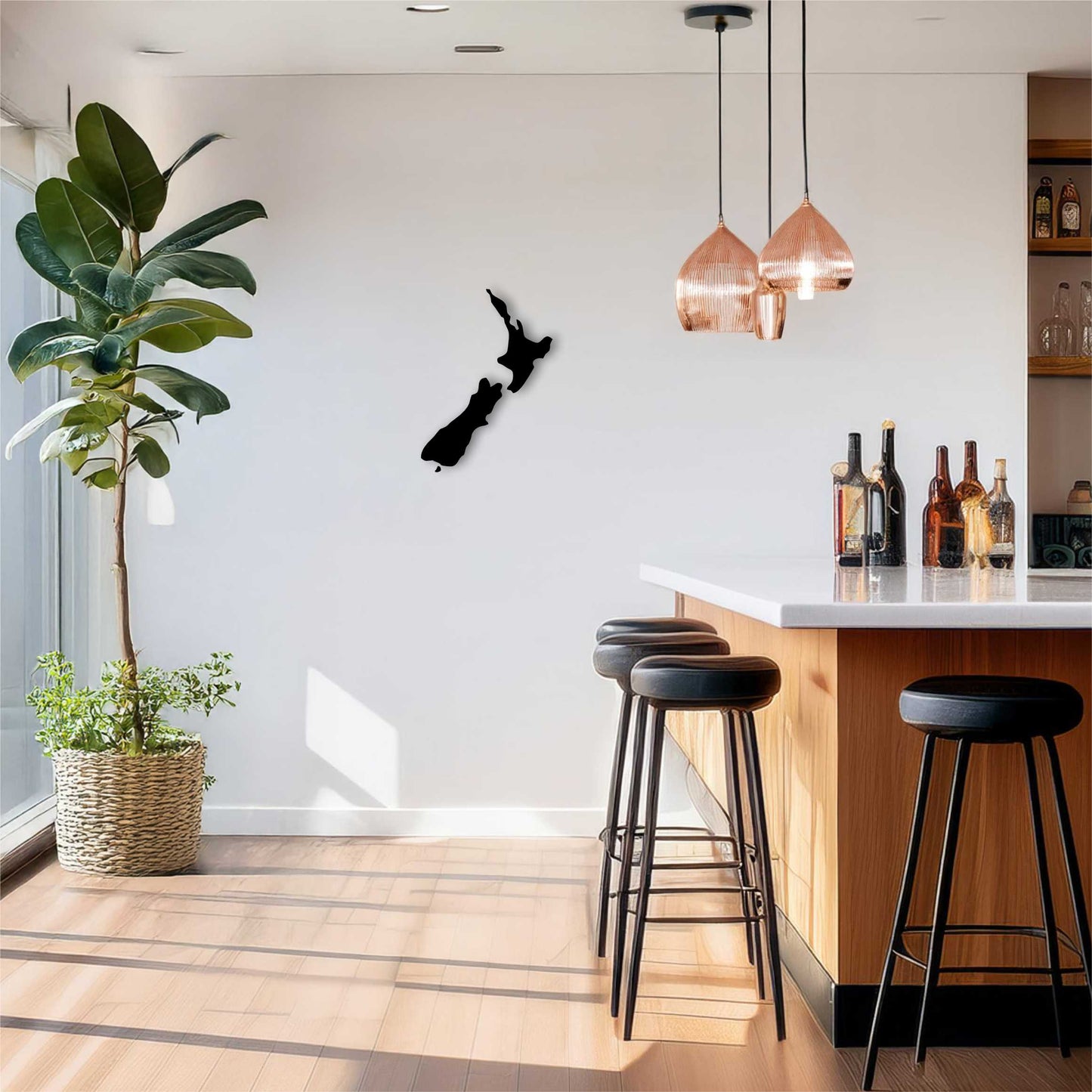 NZ Map Silhouette Wall Art
