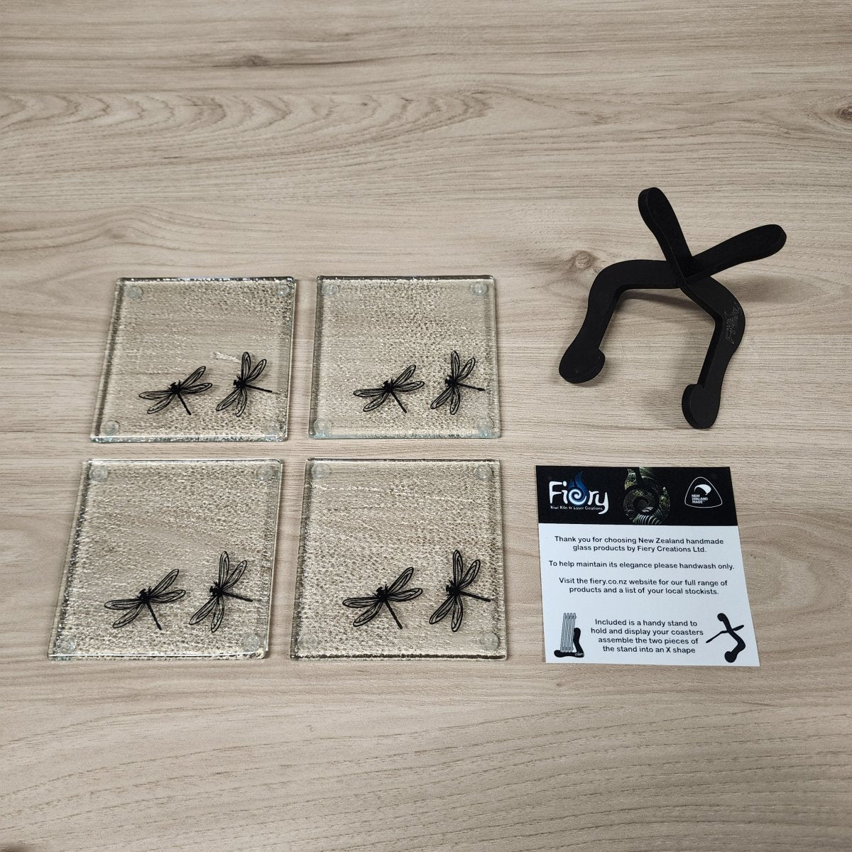 Dragonfly Glass Coasters - Pack of 4 - Fiery Creations Ltd