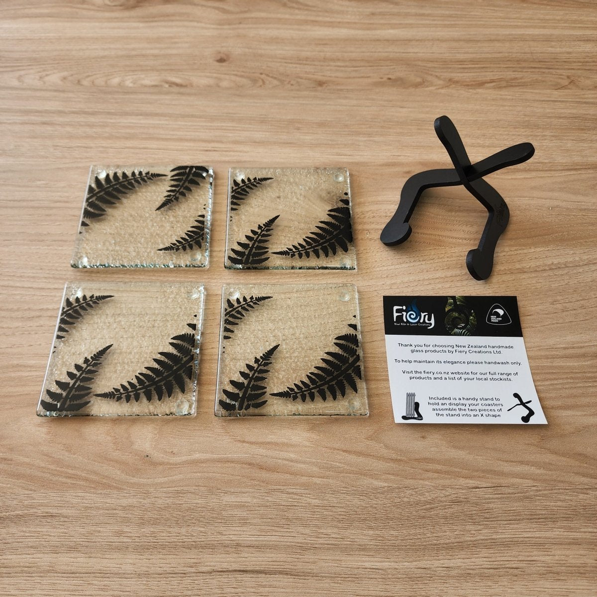Fern Glass Coasters - Pack of 4 - Fiery Creations Ltd