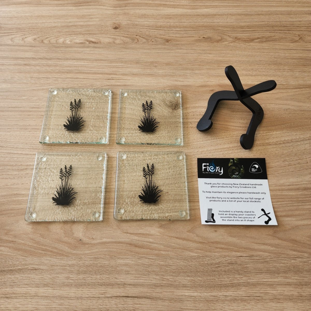 Flaxbush Glass Coasters - Pack of 4 - Fiery Creations Ltd