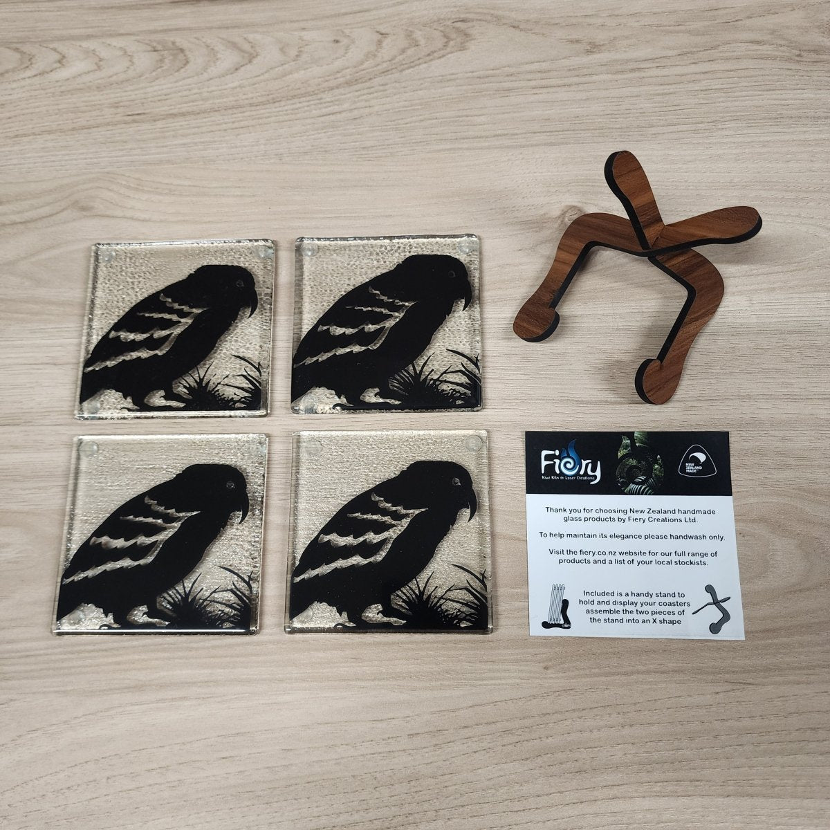 Kea Glass Coasters - Pack of 4 - Fiery Creations Ltd