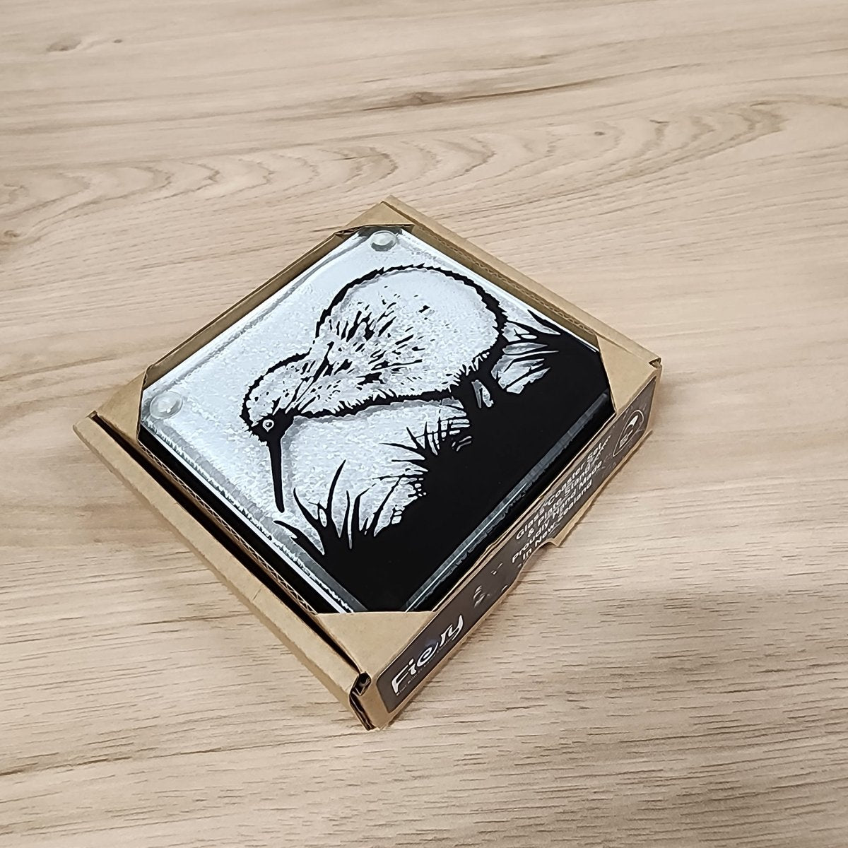 Kiwi Glass Coasters - Pack of 4 - Fiery Creations Ltd
