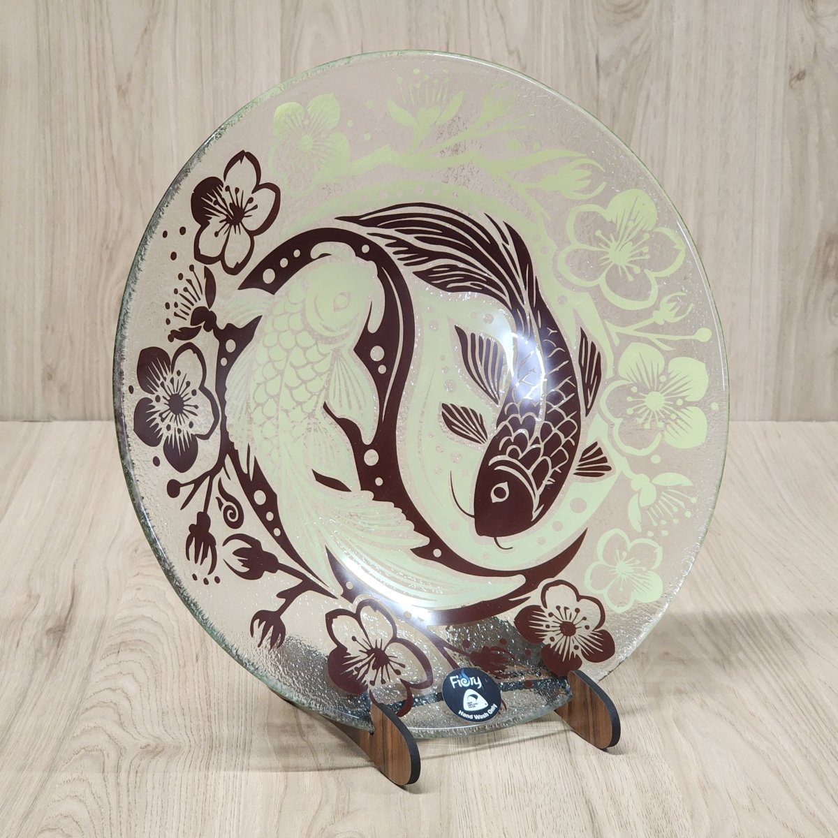 Koi Balance Brown Lemon Medium Bowl 310mm round w/stand - Fiery Creations Ltd