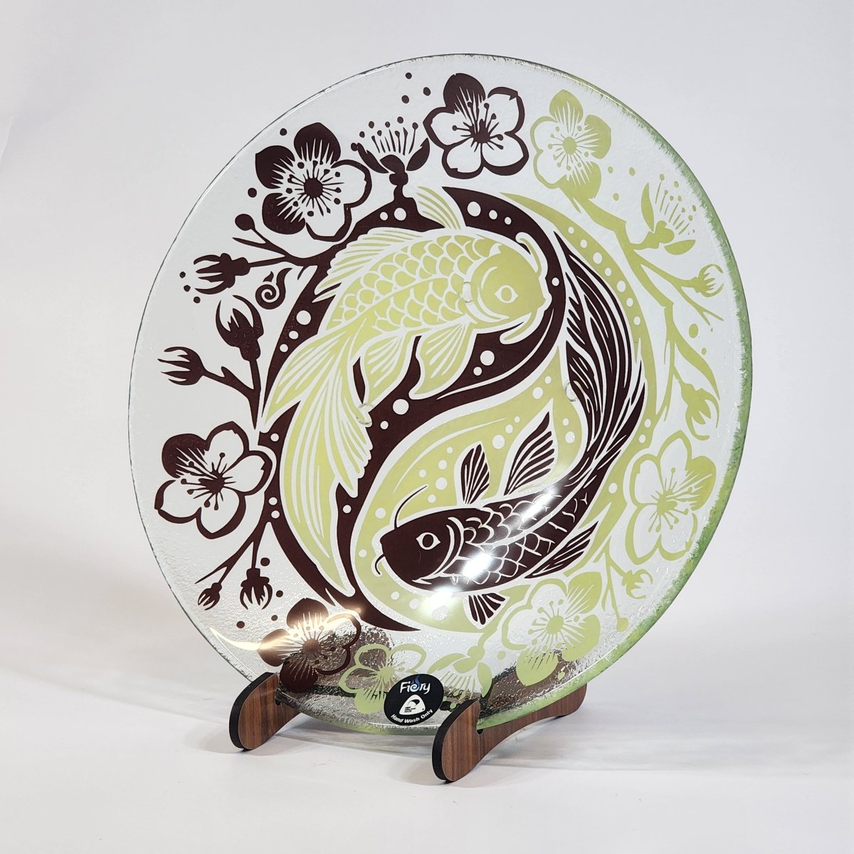 Koi Balance Brown Lemon Medium Bowl 310mm round w/stand - Fiery Creations Ltd