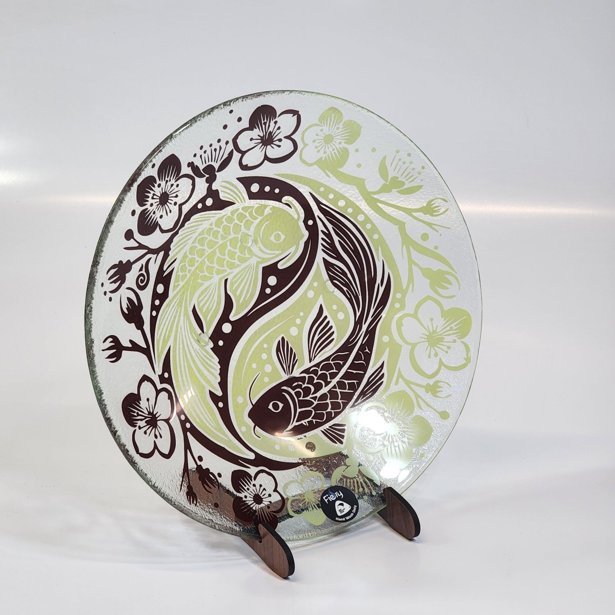 Koi Balance Brown Lemon Medium Bowl 310mm round w/stand - Fiery Creations Ltd
