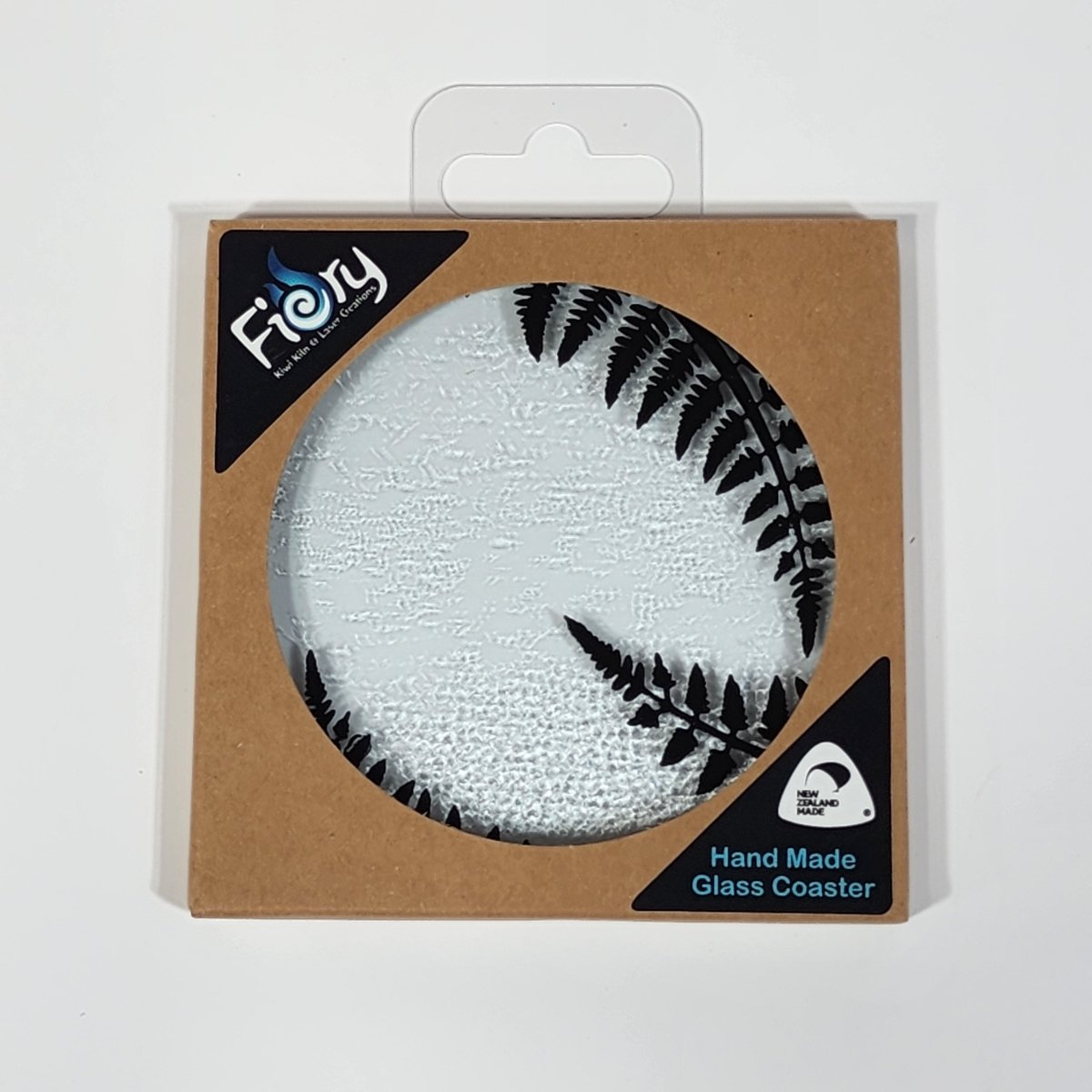 NZ Made Glass Coaster Ferns - Single in display box - Fiery Creations Ltd