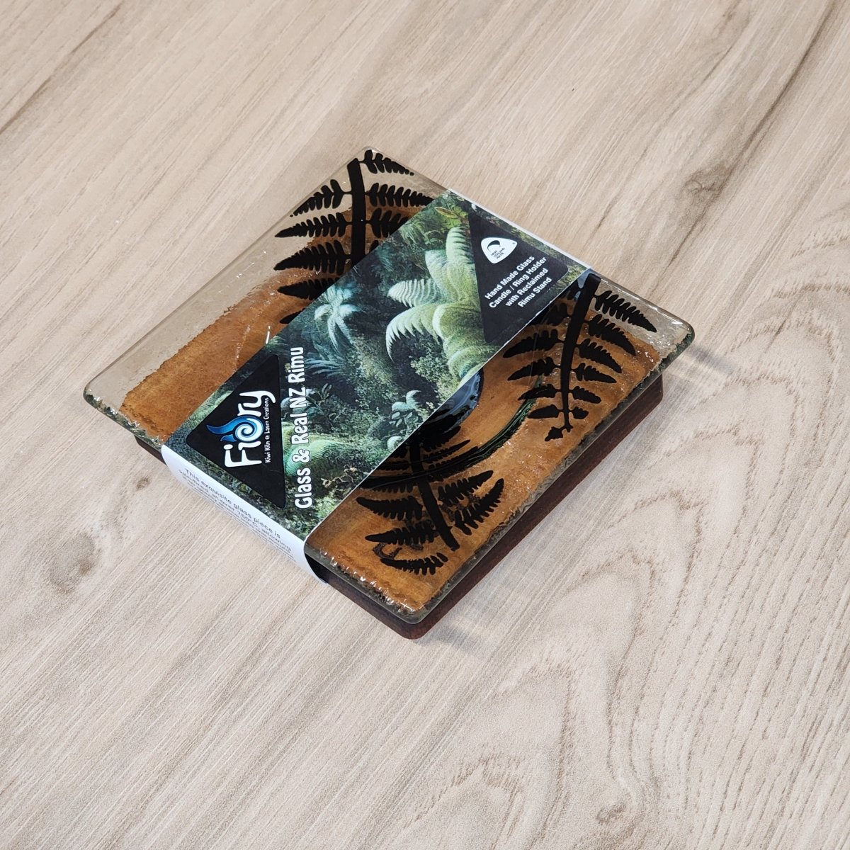 Small Fern Dish w/Rimu Base Black - Fiery Creations Ltd
