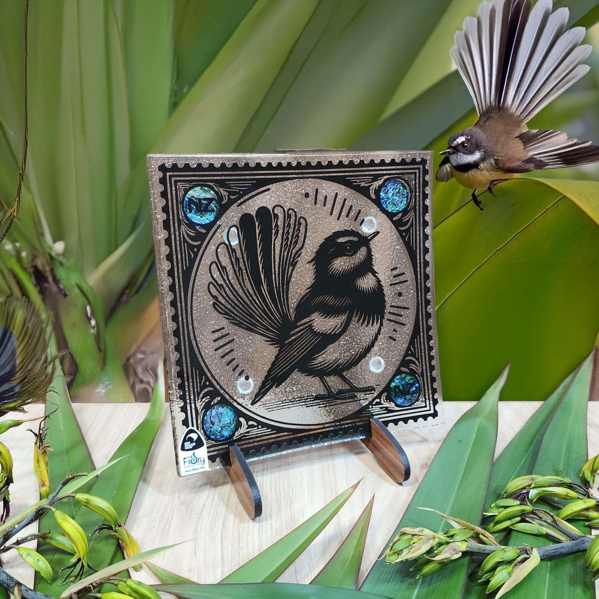 Stamp Range - Piwakwaka w/Paua Medium Square 200x200mm - Fiery Creations Ltd