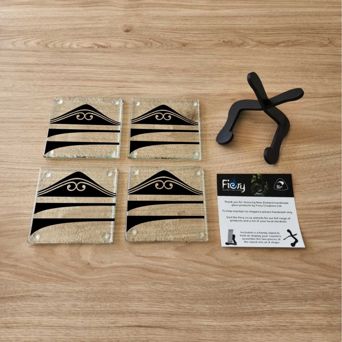 Te Maunga Glass Coasters - Pack of 4 - Fiery Creations Ltd