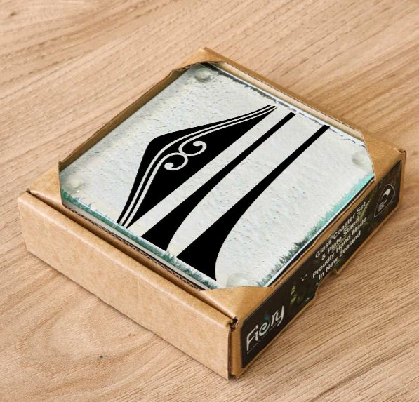 Te Maunga Glass Coasters - Pack of 4 - Fiery Creations Ltd