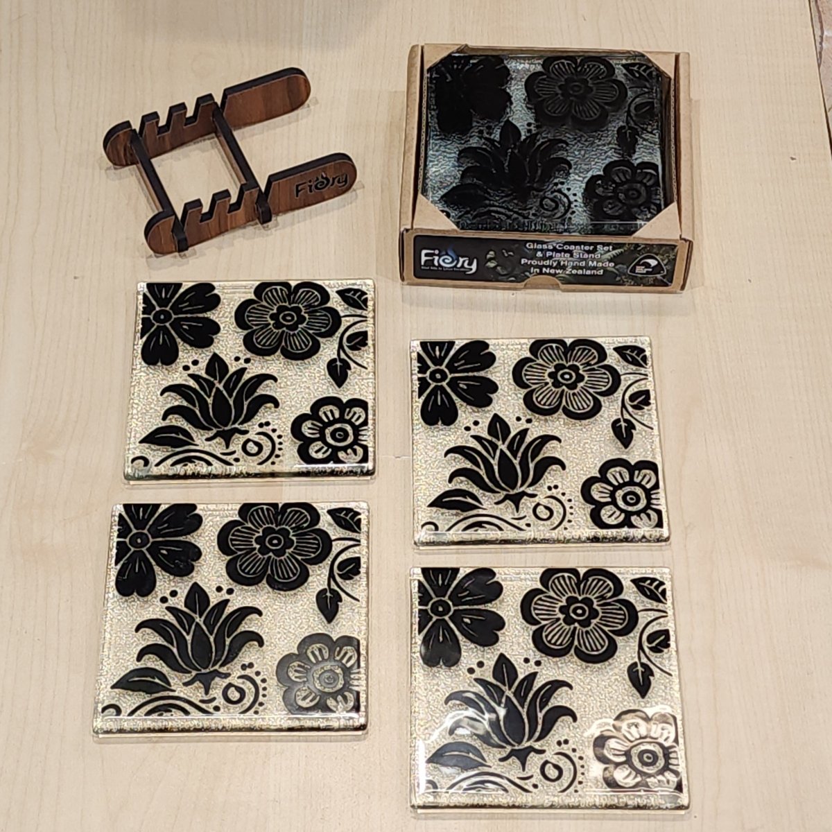 Wild Flowers Glass Coasters - Pack of 4 - Fiery Creations Ltd