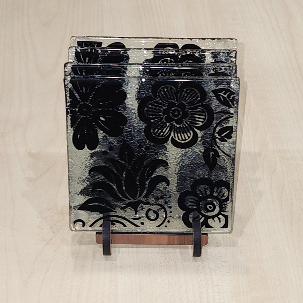 Wild Flowers Glass Coasters - Pack of 4 - Fiery Creations Ltd