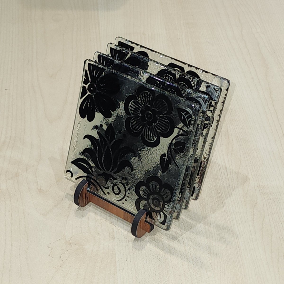 Wild Flowers Glass Coasters - Pack of 4 - Fiery Creations Ltd